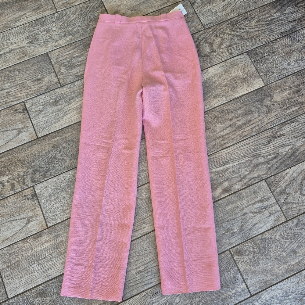 Burberry London Pink Silk Linen Pleated High Waist Trousers Straight Leg - Picture 8 of 13